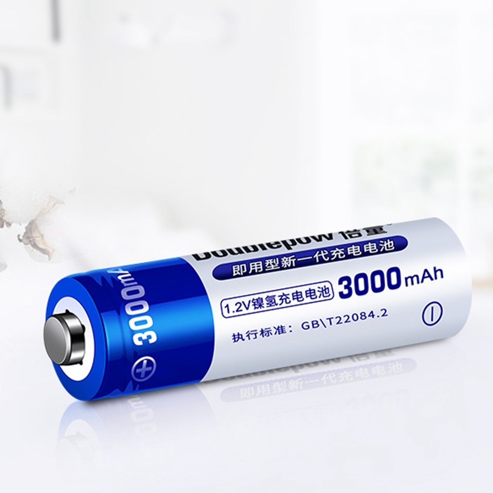 DoublePow DP-AA3000MAH 4PCS 1.2V Batterie Ricaricabili AA 3000MAH NI-MH Batterie + Scatola Di Stoccaggio