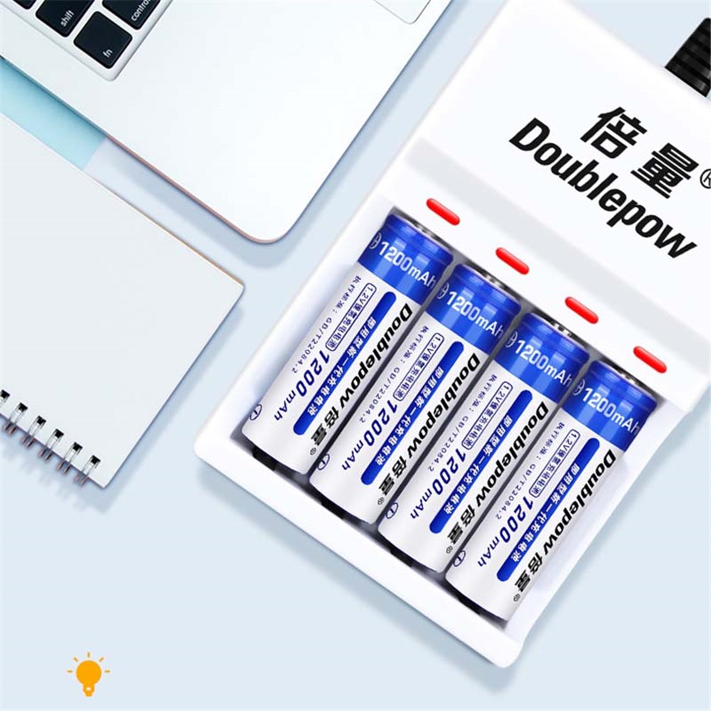 DOUBLEPOW DP-U82 USB Output Battery Charger for AA/AAA Batteries Universal 4-Slot Rechargeable Battery Charging Adapter-4