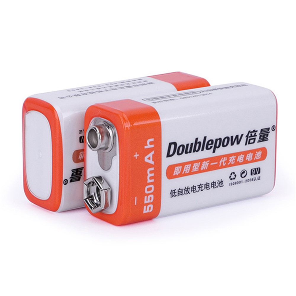 DOUBLEPOW DP-9V 2PCS Square 9V 550mAh USB Rechargeable Li-ion AAAA Battery for Microphone Musical Instrument (with Storage Box)-5