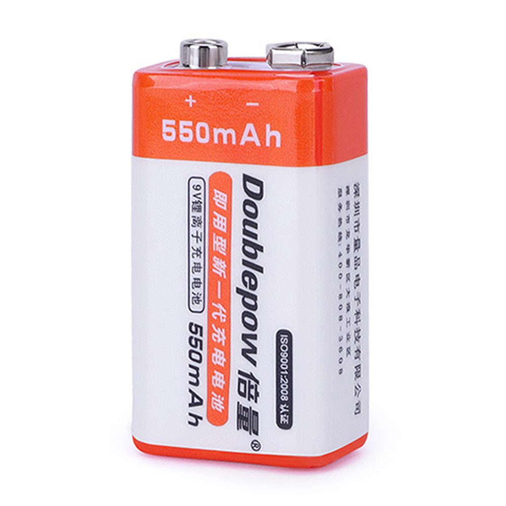 DOUBLEPOW DP-9V 2PCS Square 9V 550mAh USB Rechargeable Li-ion AAAA Battery for Microphone Musical Instrument (with Storage Box)-7