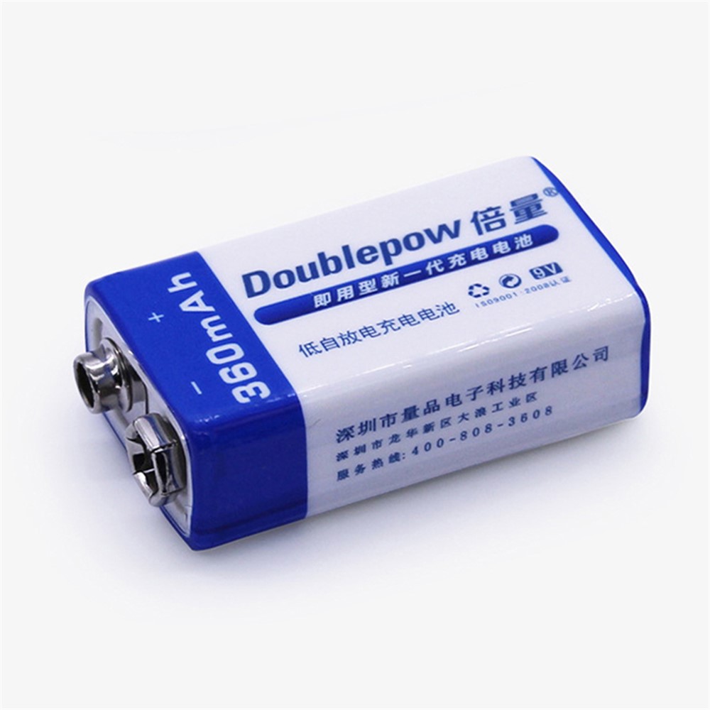 DOUBLEPOW DP-9V 360mAh Ni-MH Rechargeable Battery 360mAh 9V Leak Proof Square Battery-3