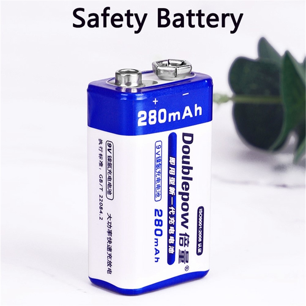 DOUBLEPOW DP-9V 2PCS AAAA Battery 9V 280mAh Ni-MH USB Rechargeable Battery (with Storage Box)-5