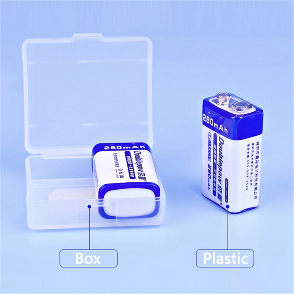 DOUBLEPOW DP-9V 2PCS AAAA Battery 9V 280mAh Ni-MH USB Rechargeable Battery (with Storage Box)-8