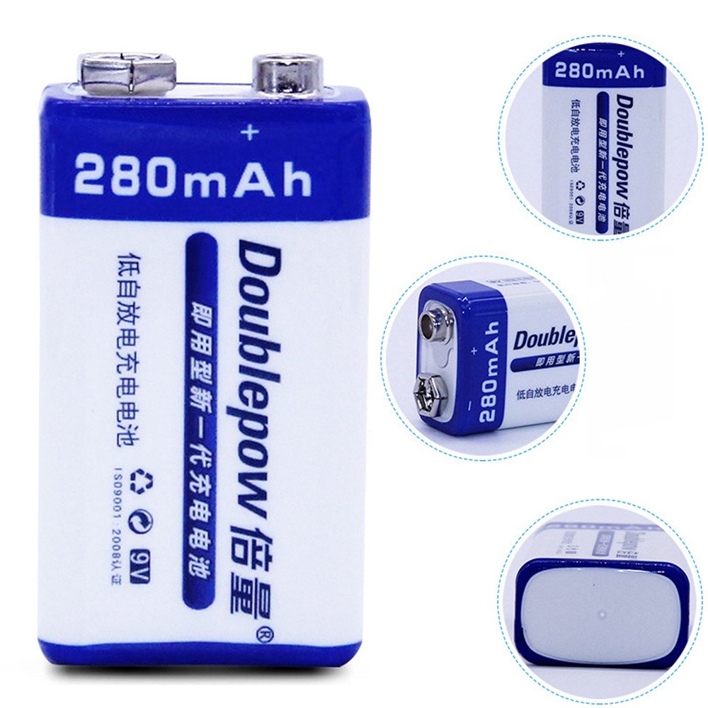 DOUBLEPOW DP-9V 1PC 9V 280mAh AAAA Ni-MH Battery Rechargeable Design for Home and Office Devices (with Storage Box)-6