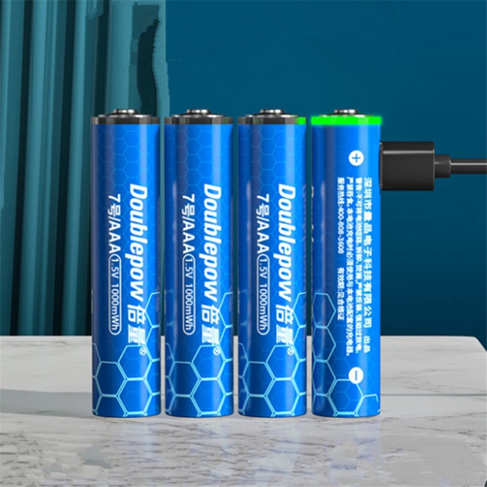 DOUBLEPOW DP-AAA 4PCS 1.5V 1000mWh AAA Li-ion Rechargeable Battery with Storage Box and Charging Cable-2