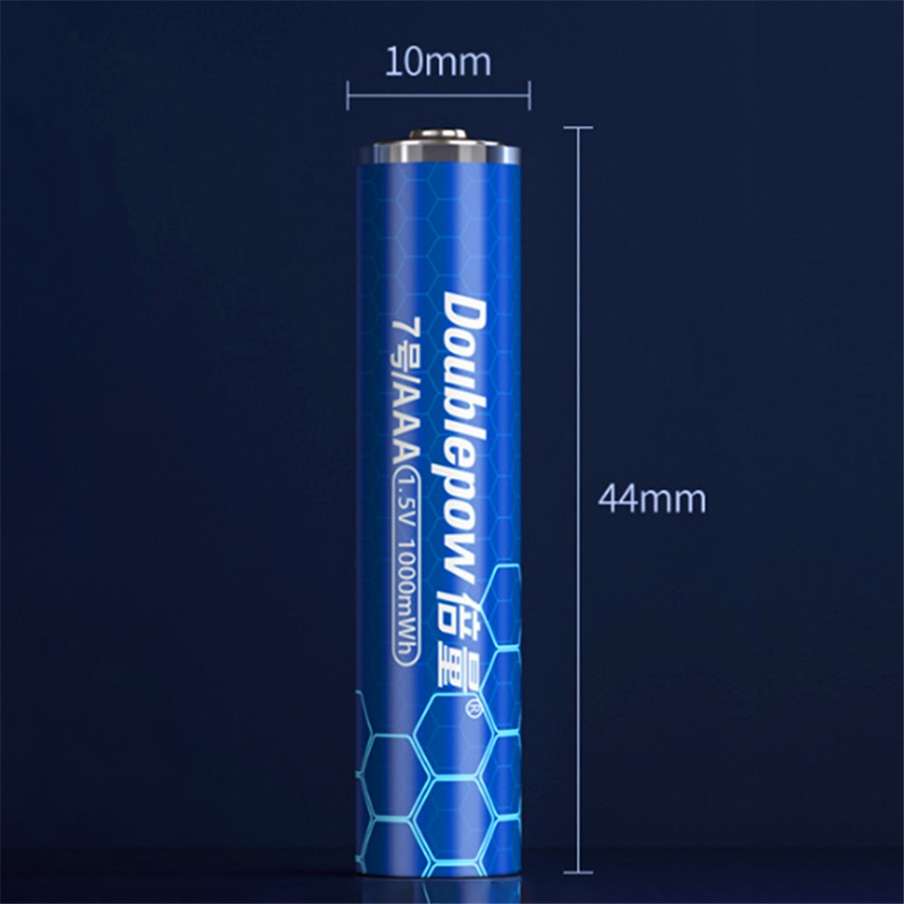 DOUBLEPOW DP-AAA 4PCS 1.5V 1000mWh AAA Li-ion Rechargeable Battery with Storage Box and Charging Cable-3