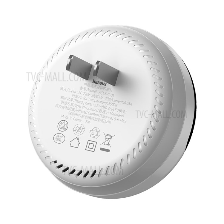 BASEUS Plug-in Night Light AI Smart Voice Control Automatic Safety Sensor Lamp - CN Standard Plug-7