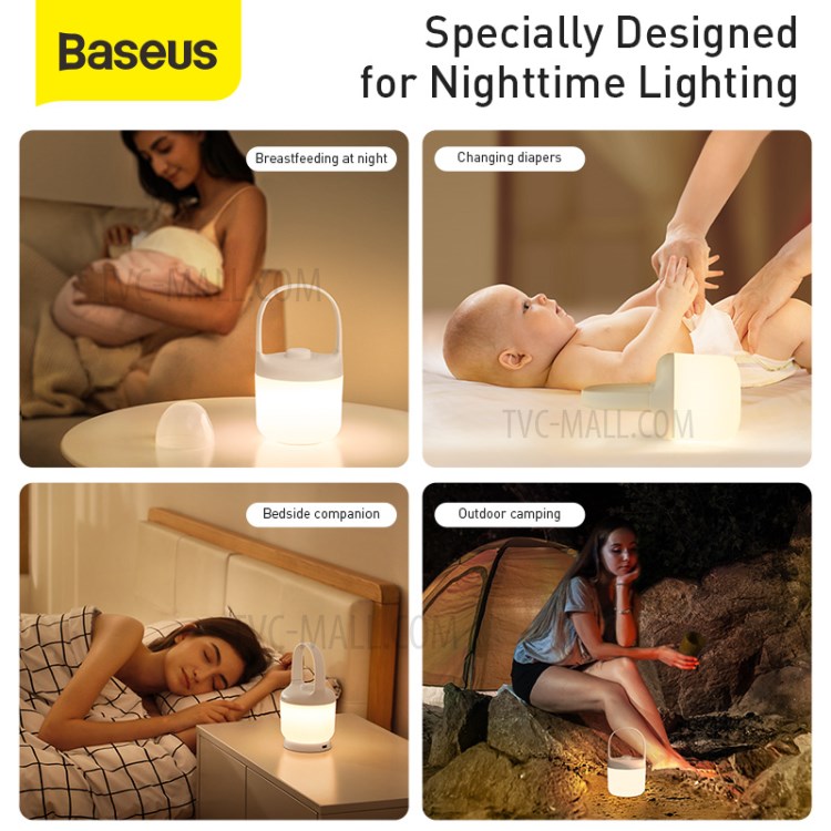 BASEUS Moon-white Series Portable Lamp Stepless Dimmable Light with Knob - White-4