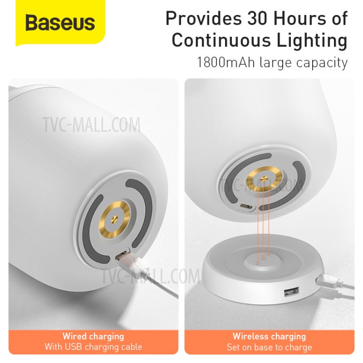 BASEUS Moon-white Series Portable Lamp Stepless Dimmable Light with Knob - White-6