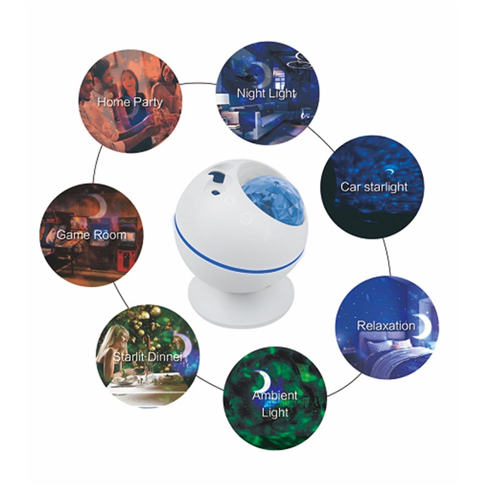 Voice Control Bluetooth Moon Stars Sky Projection Lamp LED Romantic Starry Night Lights-4