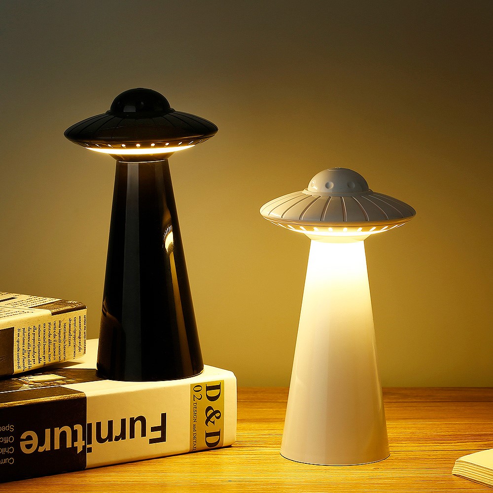 Creative UFO Design Rechargeable Bedroom LED Table Lamp Stepless Dimming Night Light Home Decor - Black-3