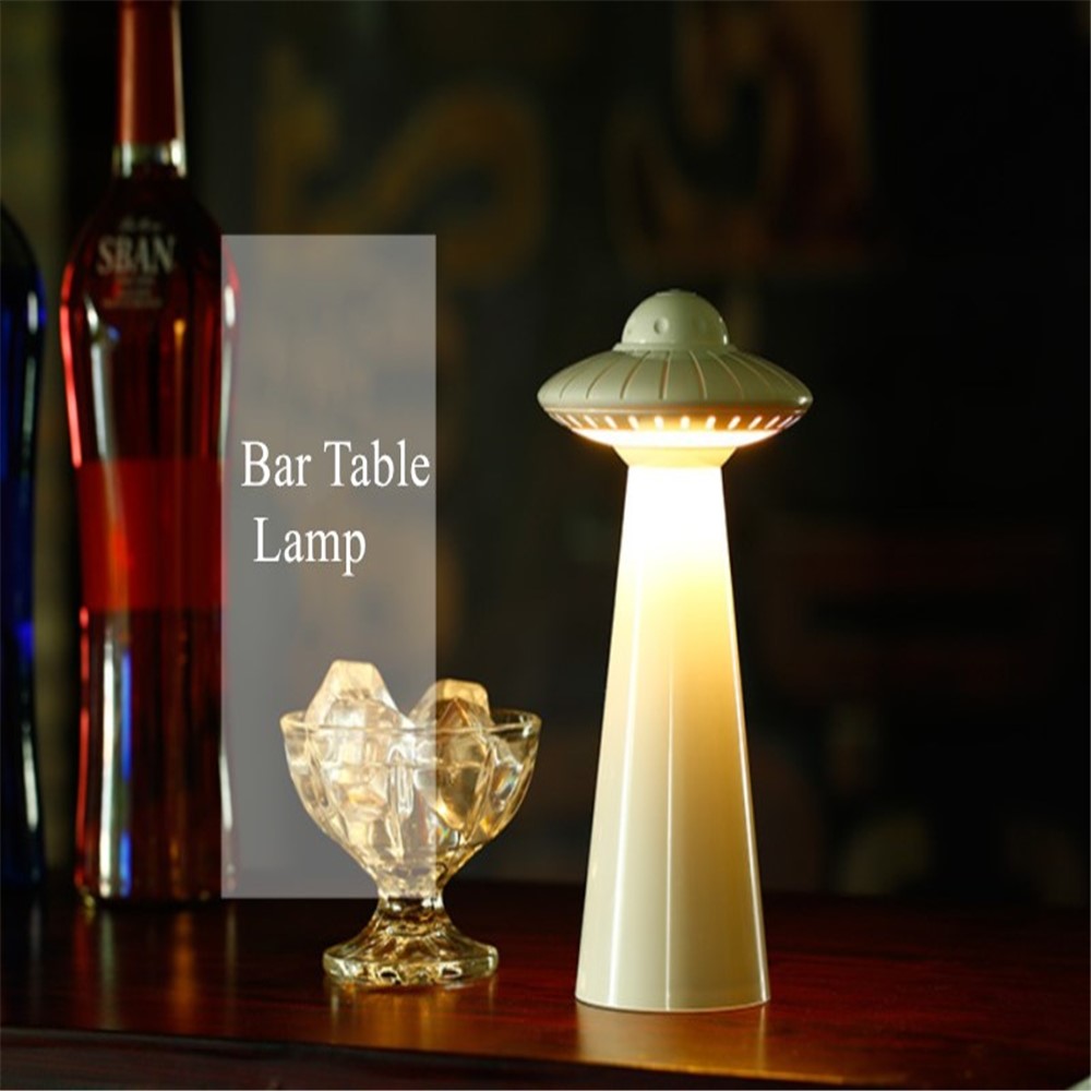 Creative UFO Design Rechargeable Bedroom LED Table Lamp Stepless Dimming Night Light Home Decor - Black-6