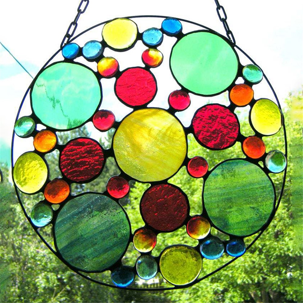Colorful Rainbow Wall Pendant Stained Glass Window Hanging Wind Chime Suncatcher Home Decoration-2