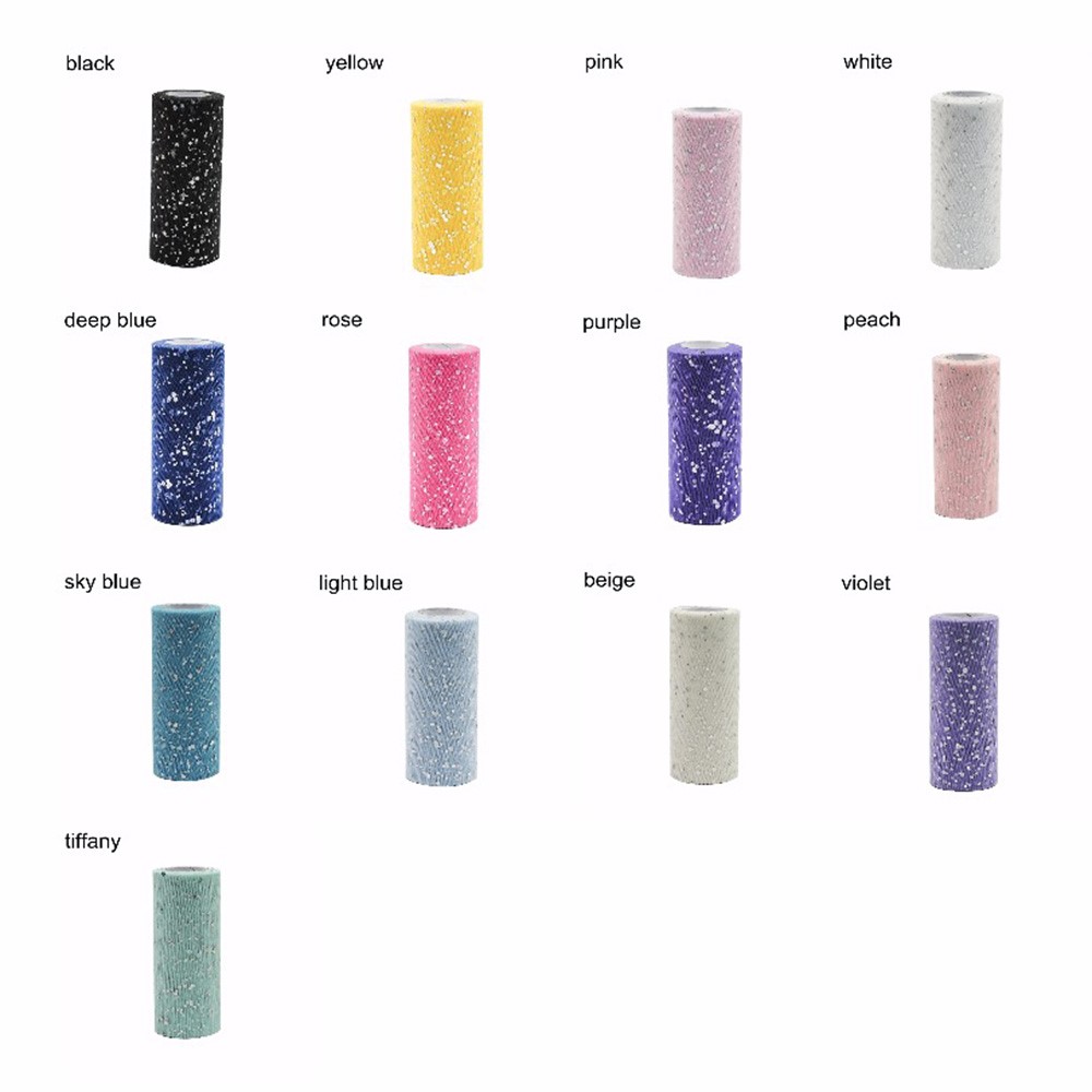 ACS10Y 6 inch x 10 Yards Glitter Sequin Tulle Roll Craft Organza Sheer Element for Table Runner Wedding Party Decor - Black-9