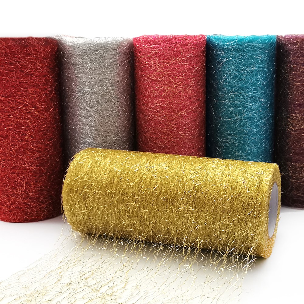QZYP-026 15cm 10 Yards Tulle Roll Organza Fabric Ribbon Wedding Bouquet Chair Table Runner Party Decoration - Gold-2