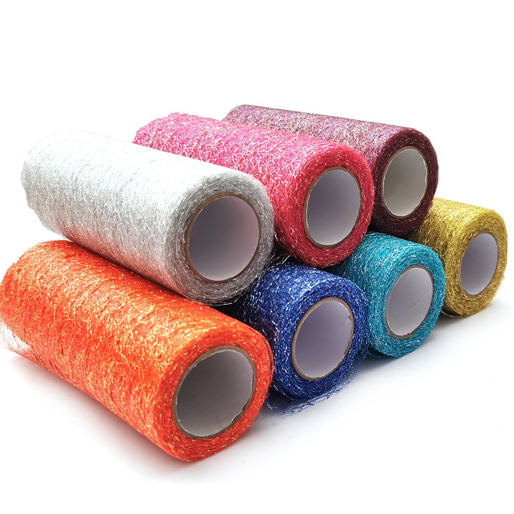 QZYP-026 15cm 10 Yards Tulle Roll Organza Fabric Ribbon Wedding Bouquet Chair Table Runner Party Decoration - Gold-5
