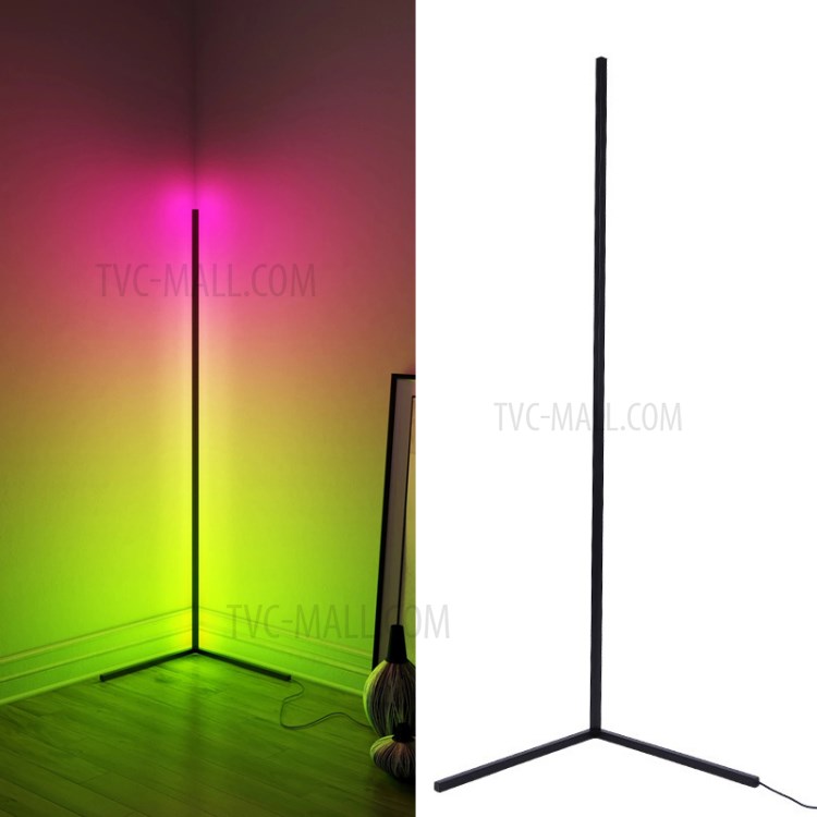 APP Voice Remote Control RGB LED Floor Lamp Dimmable Colorful Corner Light for Bedroom Living Room - Black/US Plug-1
