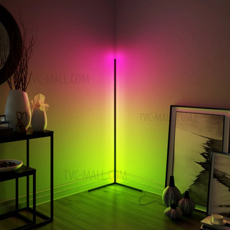APP Voice Remote Control RGB LED Floor Lamp Dimmable Colorful Corner Light for Bedroom Living Room - Black/US Plug-11