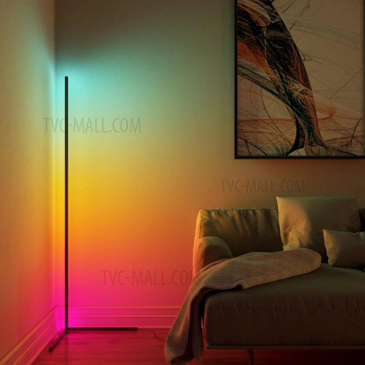 APP Voice Remote Control RGB LED Floor Lamp Dimmable Colorful Corner Light for Bedroom Living Room - Black/US Plug-12