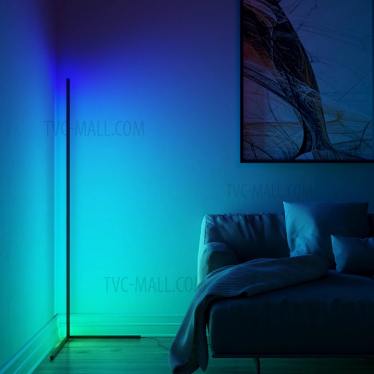 APP Voice Remote Control RGB LED Floor Lamp Dimmable Colorful Corner Light for Bedroom Living Room - Black/US Plug-3