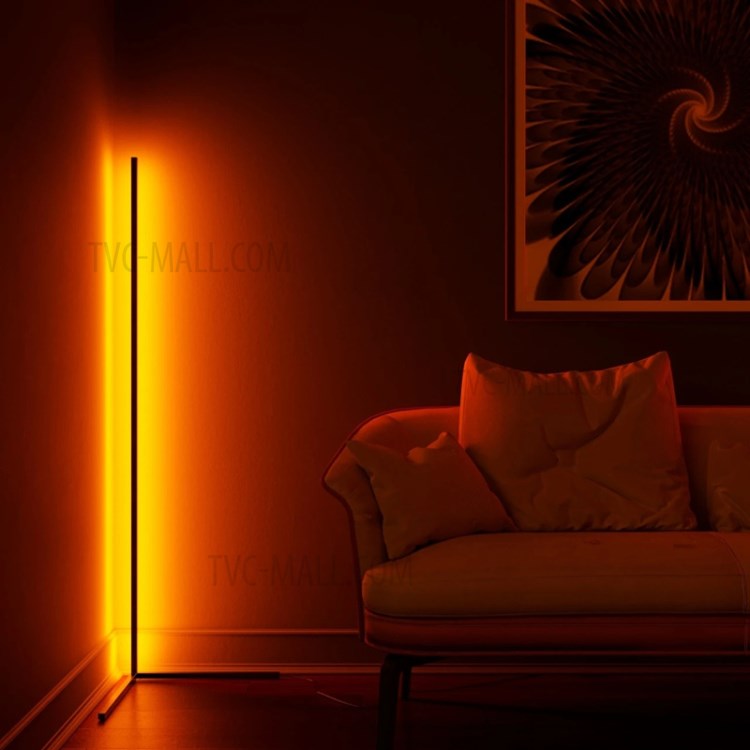 APP Voice Remote Control RGB LED Floor Lamp Dimmable Colorful Corner Light for Bedroom Living Room - Black/US Plug-4