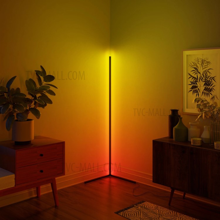 APP Voice Remote Control RGB LED Floor Lamp Dimmable Colorful Corner Light for Bedroom Living Room - Black/US Plug-5