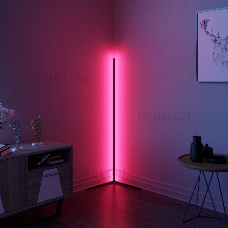 APP Voice Remote Control RGB LED Floor Lamp Dimmable Colorful Corner Light for Bedroom Living Room - Black/US Plug-7
