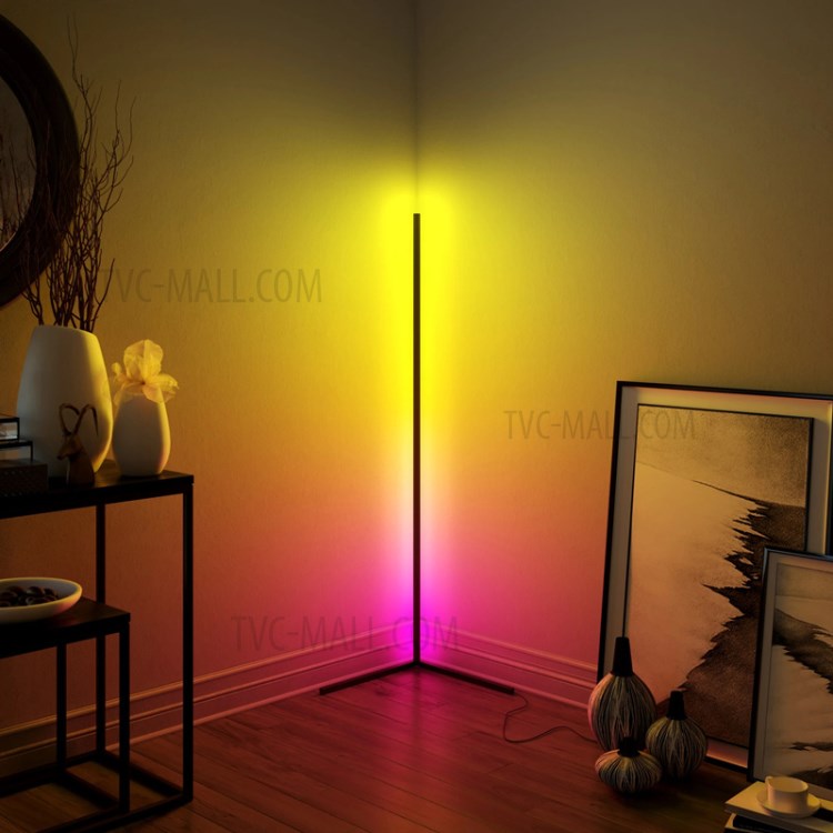 APP Voice Remote Control RGB LED Floor Lamp Dimmable Colorful Corner Light for Bedroom Living Room - Black/US Plug-8