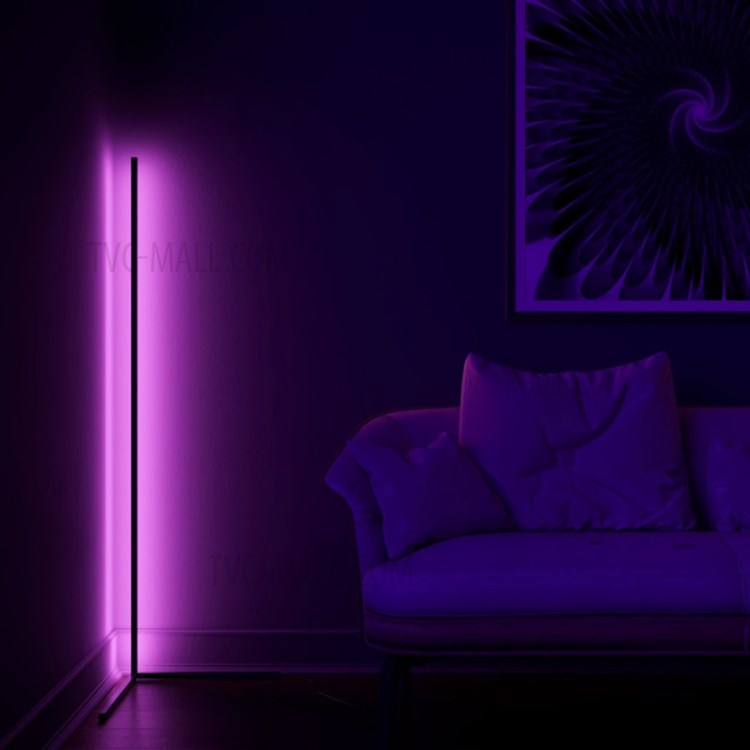 APP Voice Remote Control RGB LED Floor Lamp Dimmable Colorful Corner Light for Bedroom Living Room - Black/US Plug-9