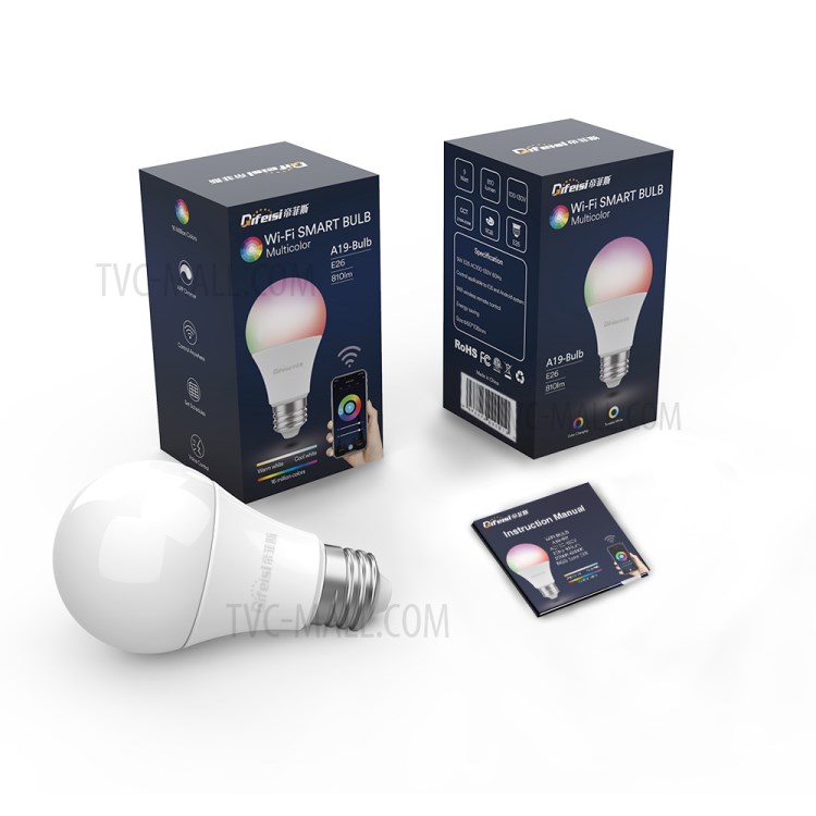 A19 E26 9W RGB Dimmable Smart LED Glühbirne WiFi App Control Für Alexa Google Assistant-7