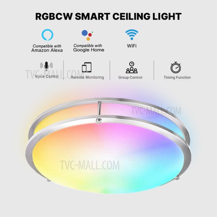 DR01 WiFi Ceiling Light APP Control Bluetooth Modern RGB LED Ceiling Lamp for Bedrooms Home Lighting - 14 Inch, 20W-3