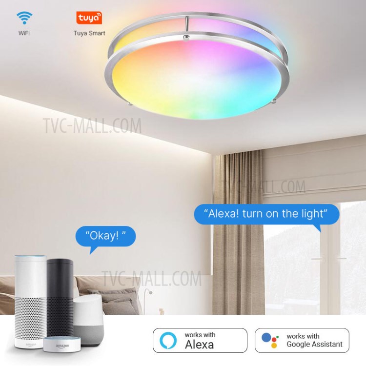 DR01 WiFi Ceiling Light APP Control Bluetooth Modern RGB LED Ceiling Lamp for Bedrooms Home Lighting - 14 Inch, 20W-5