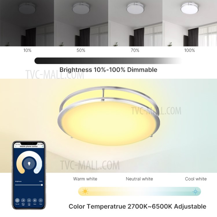 DR01 WiFi Ceiling Light APP Control Bluetooth Modern RGB LED Ceiling Lamp for Bedrooms Home Lighting - 14 Inch, 20W-6