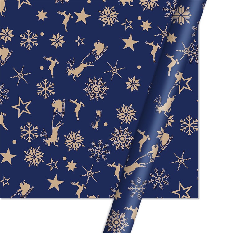 Bestselling Christmas Kraft Wrapping Paper Roll, Size: 50 x 70cm - Reindeer and Sled whole sale