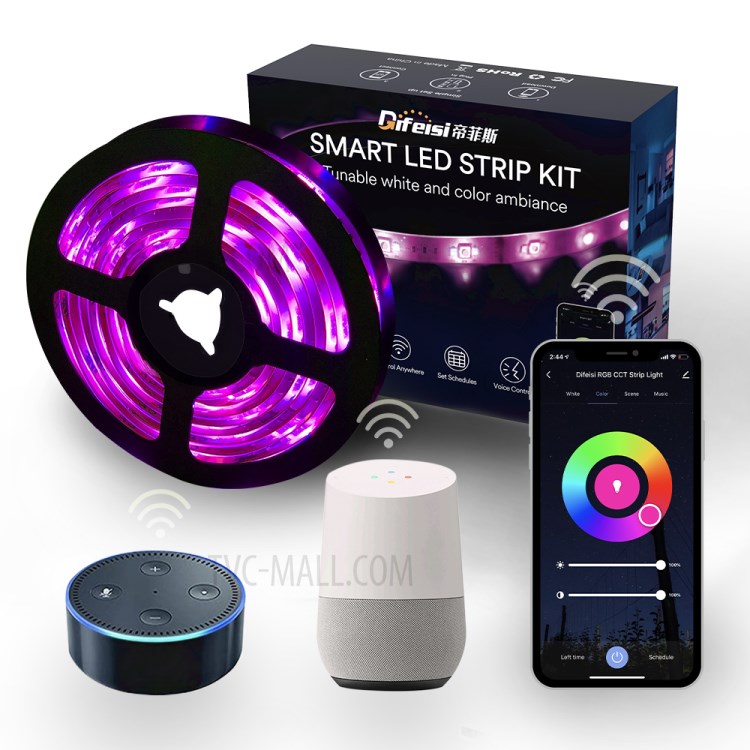 2M Smart Dimmable RGB LED Light Strip Kit Flexible Tape Light for Bedroom Living Room Kitchen - US Plug-7