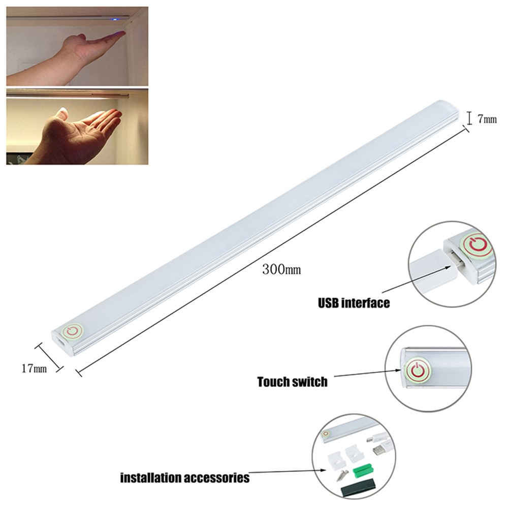USB Touch Reading Light Eye Protection Dimmable Cabinet Wardrobe Kitchen Camping Lamp Bar-3