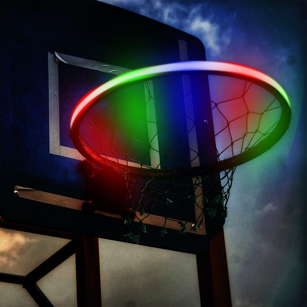 Solar Powered 30-LED Basketball Hoop Light Strip Basket Frame Lamp for Playing At Night 1m-13