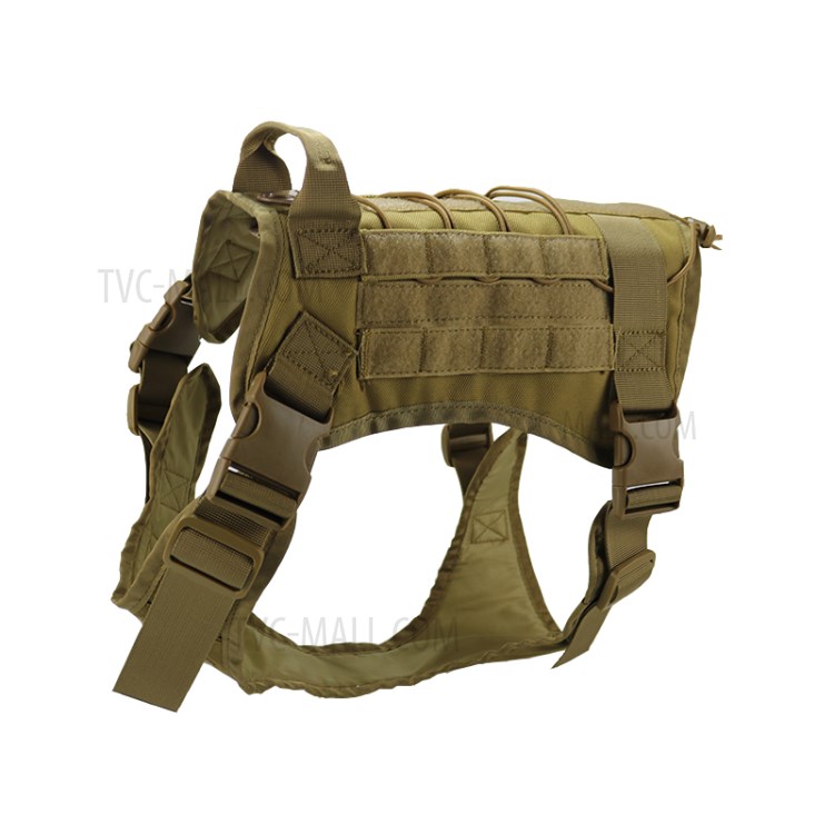 Tactical Dog Vest Harness Outdoor Training Service Dog Vest with Handle - Khaki / Size: L-1