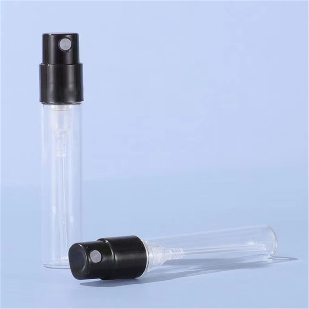 100Pcs 1ml Travel Transparent Glass Perfume Refillable Bottle Mini Portable Spray Bottle - Black-3