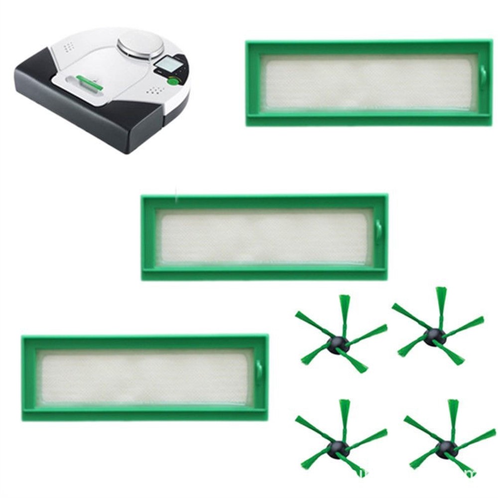 3PCS HEPA Filter + 4PCS Side Brushes Replacement for Vorwerk Kobold VR200 VR300 Robot Vacuum Cleaner-2