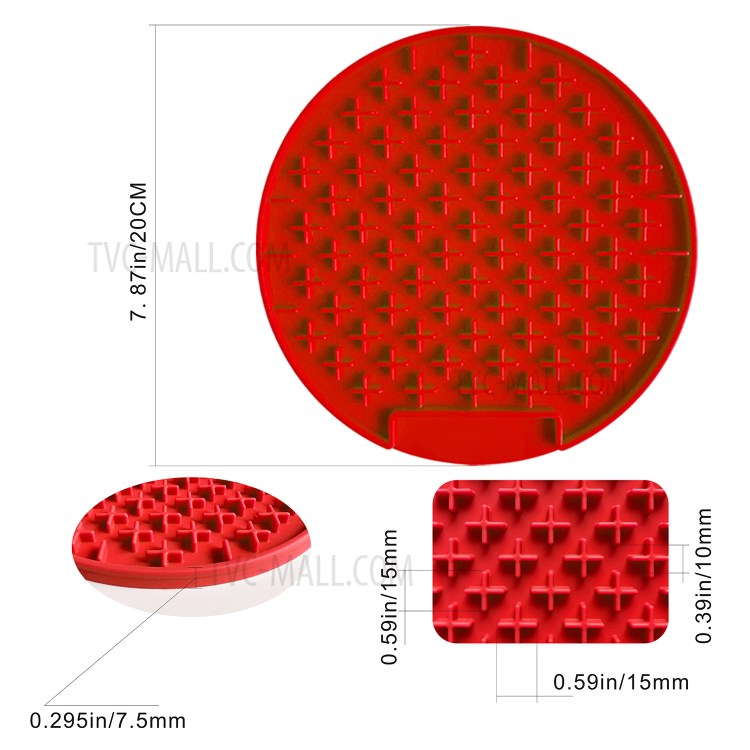 Round Shape Pet Slow Feeder Silicone Anti-Choking Feeding Dish Plate - Red-2