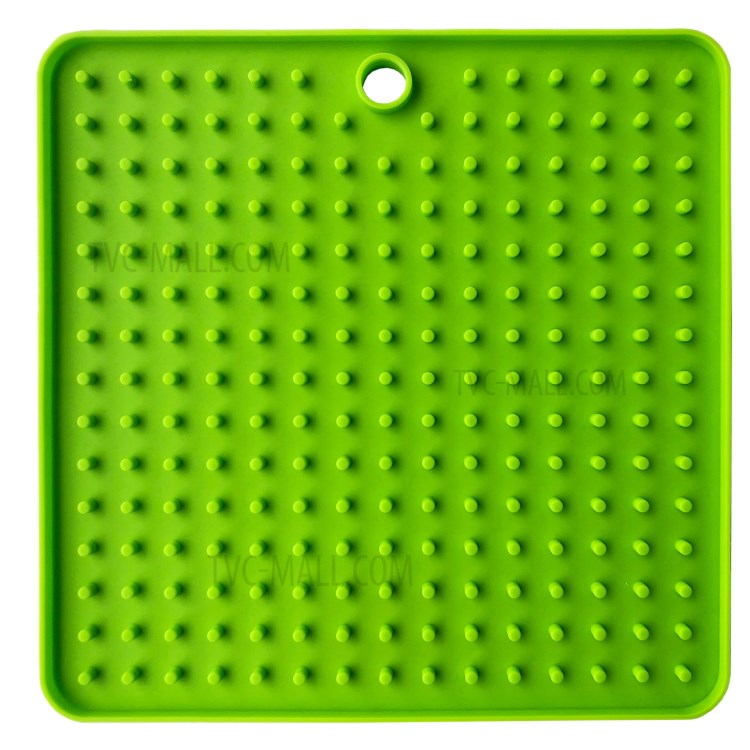 Square Pattern Pet Dog Puppy Slow Feeder Food Bowl Anti-Choking Feeding Silicone Dish Plate - Green-1