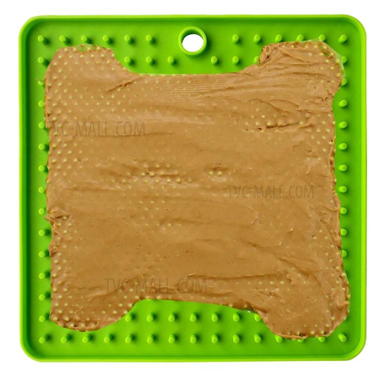 Square Pattern Pet Dog Puppy Slow Feeder Food Bowl Anti-Choking Feeding Silicone Dish Plate - Green-2