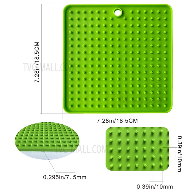 Square Pattern Pet Dog Puppy Slow Feeder Food Bowl Anti-Choking Feeding Silicone Dish Plate - Green-4