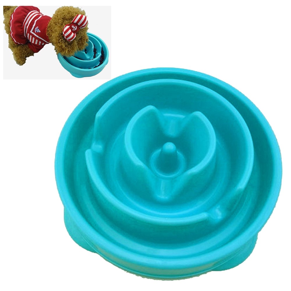 GW-21 Size S, Anti-Choking Puppy Dish Slow Feeder Dog Bowl Puzzle Pet Food Slow Eating Bowls - Blue-1