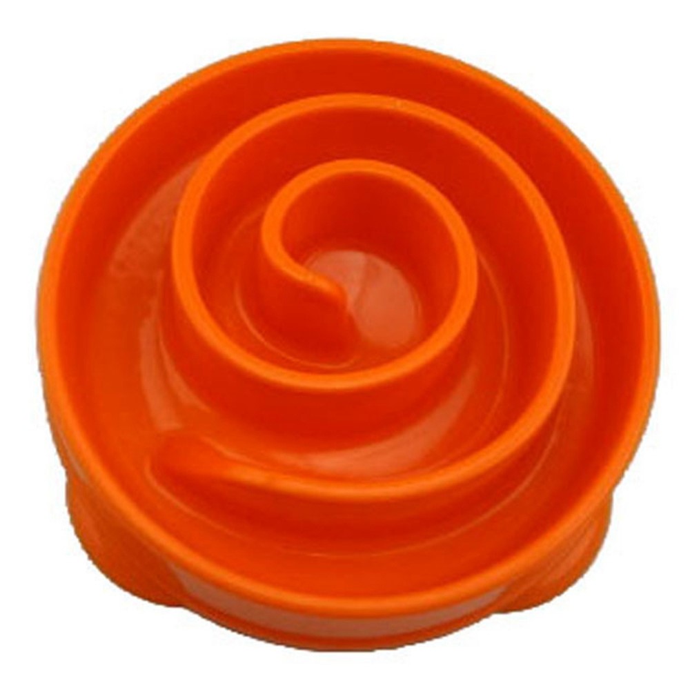 GW-21 Size M, Slow Feeder Dog Bowl Puzzle Pet Food Slow Eating Bowls Anti-Choking Puppy Dish - Orange-2