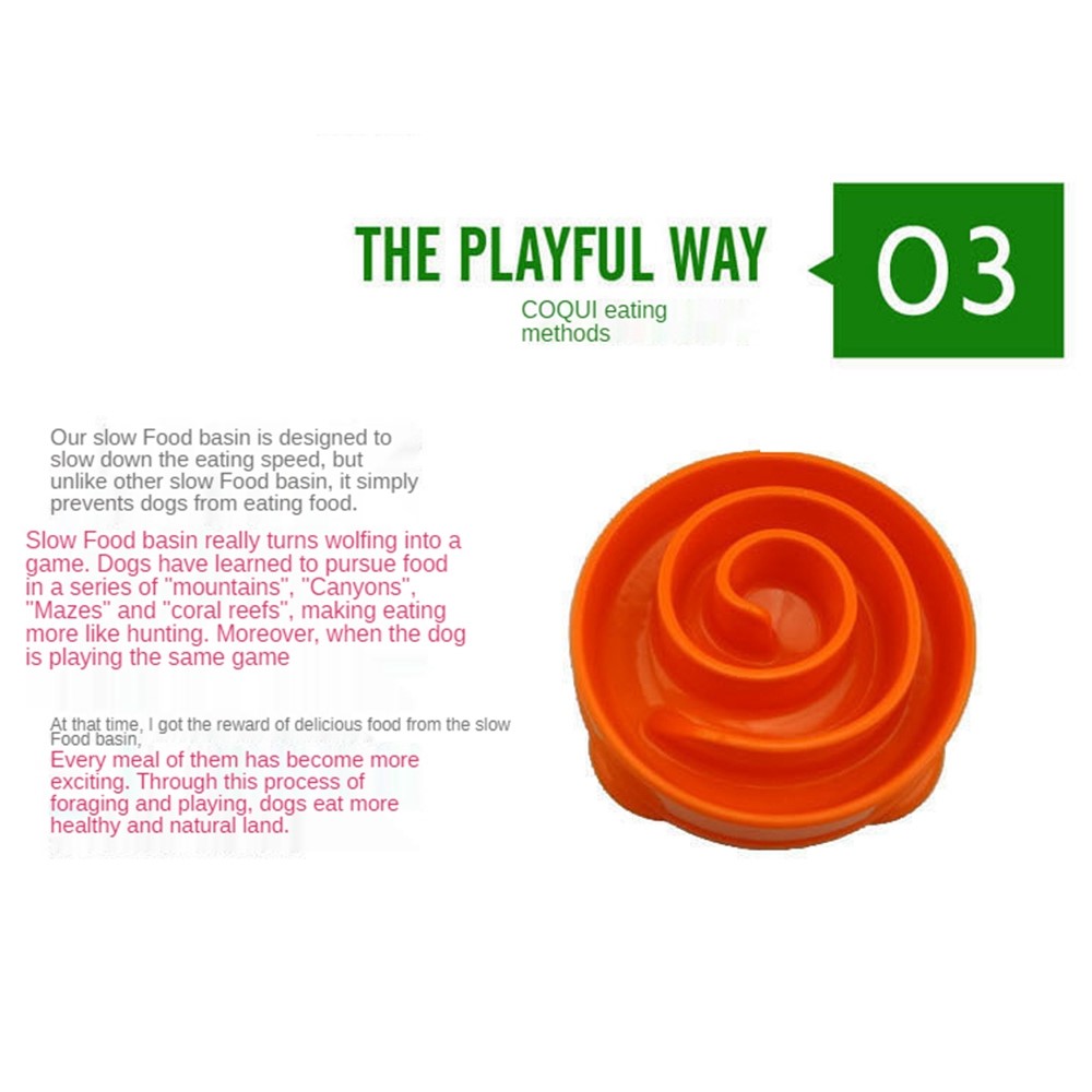 GW-21 Size M, Slow Feeder Dog Bowl Puzzle Pet Food Slow Eating Bowls Anti-Choking Puppy Dish - Orange-5