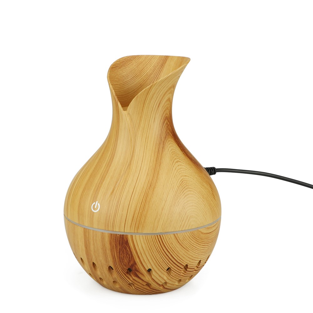Vase Style Portable Humidifier Office Home Use Diffuser with Colorful Night Light Function - Brown/US Plug-4
