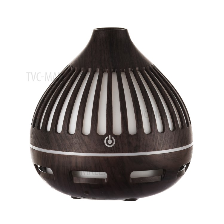 Colorful Light Wood Grain Hollow Out Volcano Shape Humidifier Aromatherapy Mist Diffuser - Black/US Plug-8