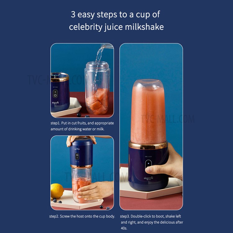 XIAOMI YOUPIN DEERMA NU06 400ML Portable Blender Electric Juicer Automatic Multipurpose Mini Juice Cup Cut Mixer-7